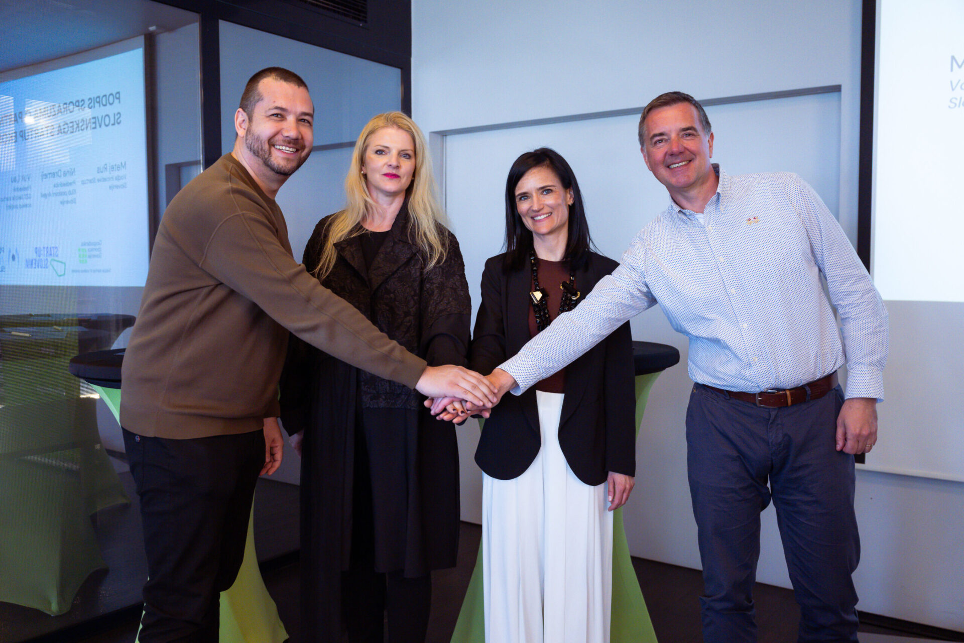 Signing of the Slovenian startup ecosystem partnership – Vuk Lau, Nina Dremelj, Gordana Kisilak and Matej Rus